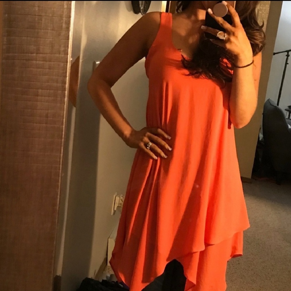 MAX & CLEO Bright Orange Flowy Top
